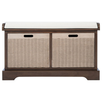 Zoe 2 Drawer/Cushion Storage Bench, Brown