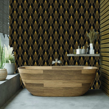 Geometric Art Deco Black Gold Wallpaper