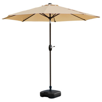 WestinTrends 9Ft Outdoor Patio Table Umbrella with Plastic Fillable Base, Beige