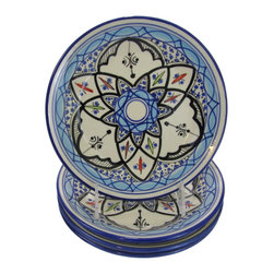 Le Souk Ceramique - Stoneware Side Plates, Set of 4, Tibarine Design - Salad And Dessert Plates
