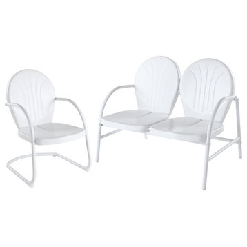 Griffith 2-Piece Metal Outdoor Conversation Seating Set, White