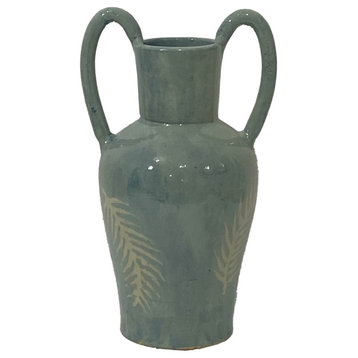 Terracotta, 15"H Leaf Eared Vase, Mint