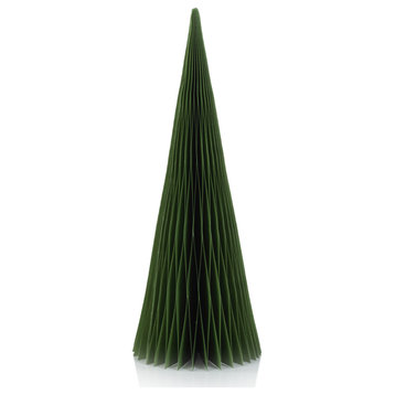 Miriam 16" Paper Decorative Cone Trees- Light Green, Set of 4