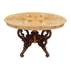 Swedish Rococo Revival Burled Birch Center Table - Side Tables And End Tables