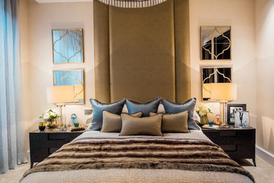 Trendy bedroom photo in London