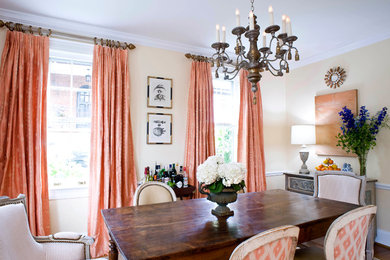 Dining room - contemporary dark wood floor dining room idea in DC Metro with beige walls