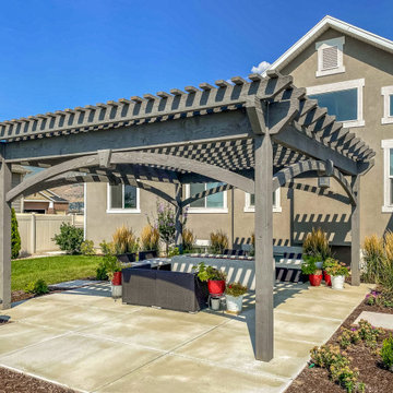 Entertainment Size | Timber Frame Pergola for Outdoor Living Room W/Power Post