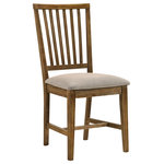 Acme Furniture - ACME Wallace II Side Chair, Set of 2, Tan Linen and Weathered Oak - Enhance your seating or dining space with the sophisticated Wallace II Side Chairs. This contemporary armless chair features a weathered finish with the understated styling of rustic design. Rich oak undertones play to the powerful look of this sturdy side chair that features a ladder back and tan linen seat cushions. Add this chair to any area for a trend forward style, sold in sets of two.