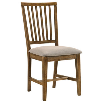 ACME Wallace II Side Chair, Set of 2, Tan Linen and Weathered Oak