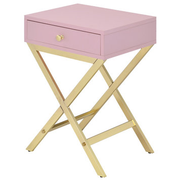 Coleen Side Table, Pink and Gold