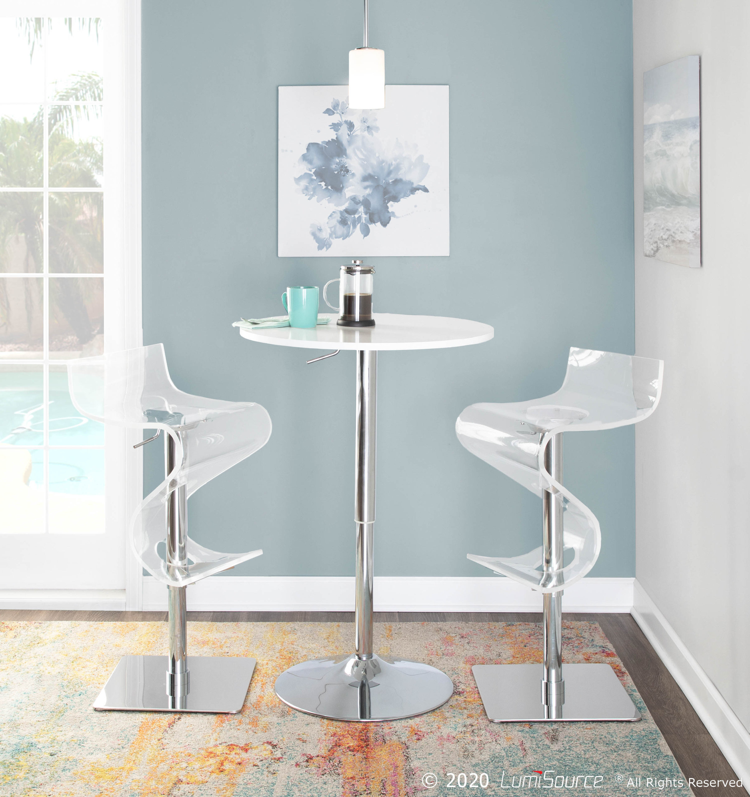 Lumisource Viva Bent Wood Barstool, Clear