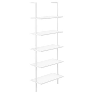 Bookcase 72"H Ladder White, White Metal