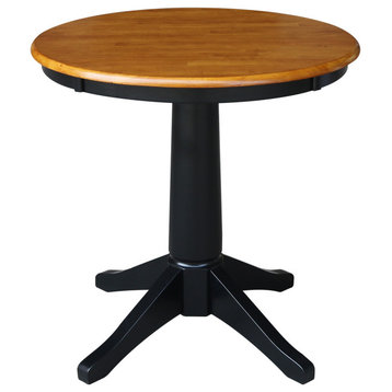 Round Top Pedestal Table, Black/Cherry, 30" Round