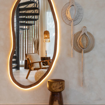 Custom Organic Full-Length Backlit Mirror | Entryway Design