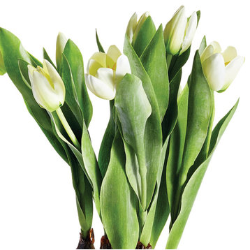 Luxe White Tulip Bulb Faux Floral Artificial Plant 17 in Drop In Flowers