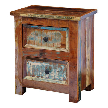 VidaXL Reclaimed Solid Wood Bedside Cabinet With 2 Drawers