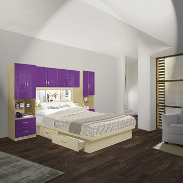 Studio 4 Drawer Platform Storage Pier Bed w Mirrored Headboard
