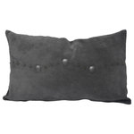 Paseo Road by HiEnd Accents - Western Suede Antique Silver Concho & Studded Lumbar Pillow, 12" x 20", Gray - Embodying Western sophistication in every detail, this genuine suede pillow showcases a lone silver concho in the middle, enveloped by an elegant silver-studded border. Available in black, gray, navy, and tobacco, this accent pillow brings a luxurious, rustic touch to any room.