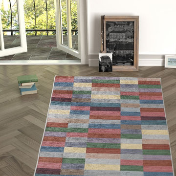 Chiara Rose Rubber Back Non-Skid/Slip Area Rug 2'7"X5'; 2'7"X6'6"; 5'3"x7'6".