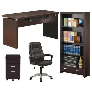 Home Square 4 Piece Set with Desk Bookcase Mobile File Cabinet & Office Chair
