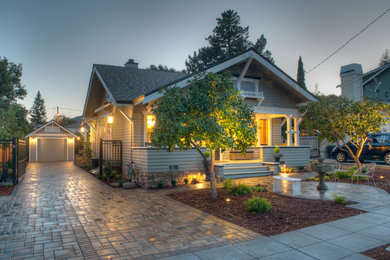 Example of an arts and crafts beige one-story exterior home design in San Francisco