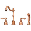 Two-Handles Copper Widespread Kitchen Faucet with Side Sprayer