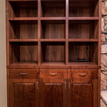 Bittner Residence Shaker Style Shelving Unit and Matching Marquetry End Table