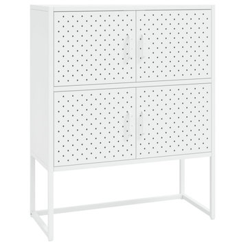 vidaXL Highboard Side Cabinet Storage File Cabinet for Entryway White Steel