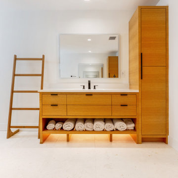 Contemporary Vanity with Ladder Towel Rack