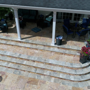 Ella (Scabos) Travertine Paver and Silver Travertine Pool Coping Project