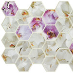 Dundee Deco - Purple White Hexagon Orchid Mosaic 3D Wall Panels, Set of 5, Covers 25.6 Sq Ft - Dundee Deco's 3D Falkirk Retro are lightweight 3D wall panels that work together through an automatic pattern repeat to create large-scale dimensional walls of any size and shape. Dundee Deco brings a flowing, soothing texture with a touch of luxury. Wall panels work in multiples to create a continuous, uninterrupted dimensional sculptural wall. You can cover an existing wall with wall tiles or disguise wallpaper or paneled wall. These modern wall tiles create a sculptural and continuous dimensional surface to any room setting through patterning. Dundee Deco tile creates a modern seamless pattern on a feature wall or art piece.