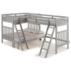 Aurora Twin Over Full Wood Bunk Bed, Tri-Bunk Extension, Dove Gray