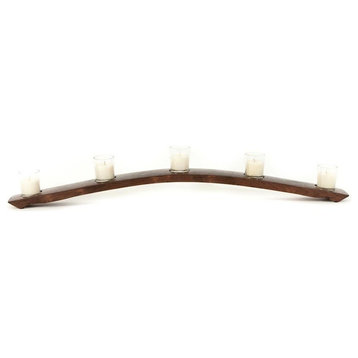 5-Votive Stave Candle Holder, Brown Mahagony