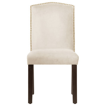 Powell Nail Button Camel Back Dining Chair, Regal, White