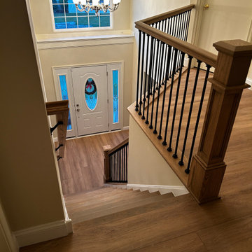 Red Oak Staircase Remodel with Custom Handrails - Bensalem PA
