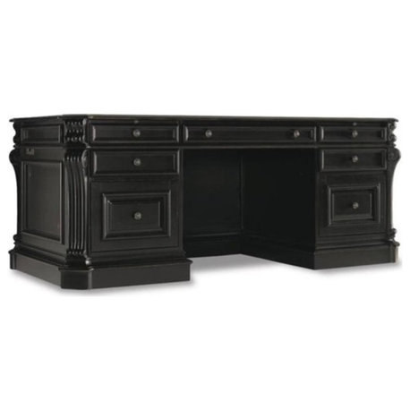 Bowery Hill Traditional Wood Executive Desk in Black/Chocolate Brown