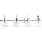 Progress Lighting - Litchfield 4-Light Bath - A casual, coastal-inspired collection. Litchfield features an hourglass-inspired column complemented by a crisp Chrome finish. Uses (4) 60-watt medium bulbs (not included).