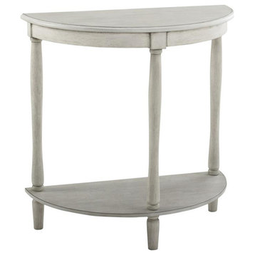 Wooden Semicircle Side Table in Antique White