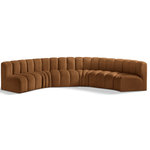 Meridian Furniture - Arc Velvet Upholstered 6-Pc. U-Shaped Modular Sectional, Saddle - Give your living room or den the perfect blend of style and versatility with this Arc velvet fabric curved modular Sectional. Part of the Arc modular furniture collection, this Sectional comes upholstered in rich saddle velvet fabric and features deep channel tufting that adds a touch of luxury while enhancing comfort and support. A seamless combination of form and function, this chair can be used with other Arc pieces to create a myriad of configurations in your well-curated room.