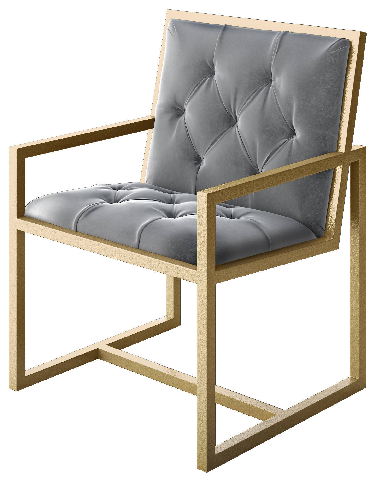 Cole Modern Gold Metal Contemporary Chair, Gray Velvet Seat