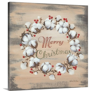 "Cotton Wreath Holiday" Wrapped Canvas Art Print, 16"x16"x1.5"
