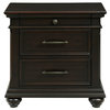 Picket House Furnishings Brooks 3-Drawer Nightstand with USB Ports in Black