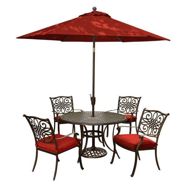 Hanovertraditions 5 Piece Dining Set Red With 9 Table Umbrella And Stand Dailymail