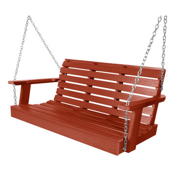 red garden swing