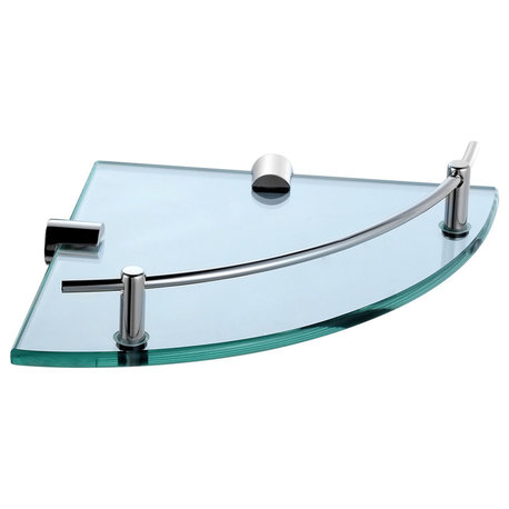 Wall Mounted Corner Glass Shelf, Chrome