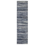 Jaipur Living - Kavi by Jaipur Living Bandi Knotted Abstract Indigo/Gray Area Rug, 2'6"x10' - Hand-knotted of hand-carded wool and lustrous rayon made from bamboo, this area rug's organic-inspired pattern captivates with abstract intrigue. Striations of dark blue, gray, and black form a midnight sky palette, perfect for modern homes.