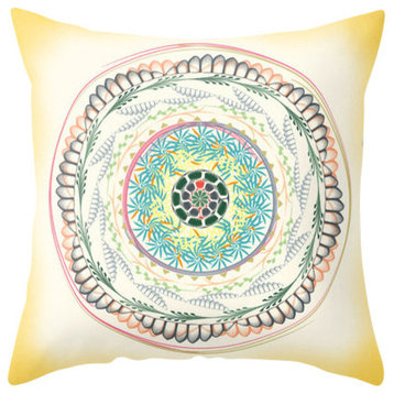 Vibrant Nature Mandala Throw Pillow Cover, 18"