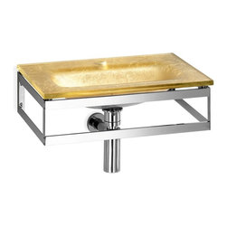 Pocia 665801.29.30 Wall Mounted Bathroom Sink in Gold Glass - Bathroom Sinks