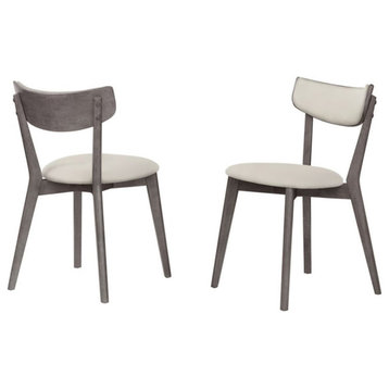 Contemporary Wood Dining Chair in Gray/Cream