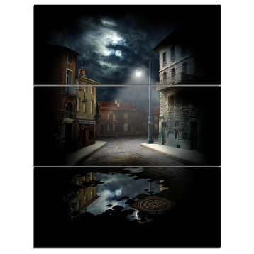 "Night Street Collage" Art Canvas Print, 3 Panels, 28"x36"